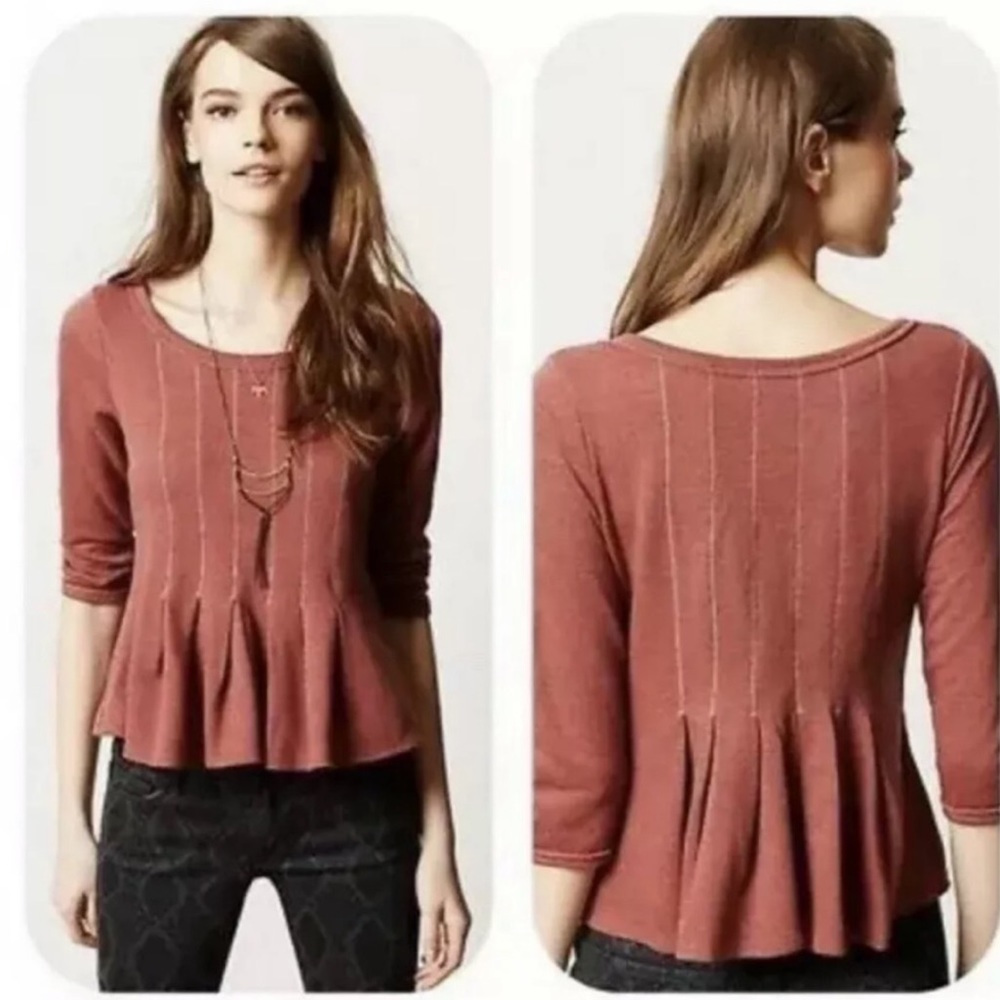 Anthropologie Monday Tuesday Pink-Red Burnt Top